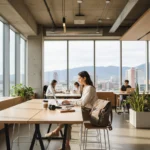 SafetyWing Avis 2026 : Assurance Santé Nomade Testée 1 Nomade numérique travaillant sur ordinateur portable dans un espace de coworking moderne avec équipement de voyage
